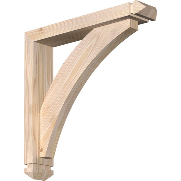 Ekena Millwork Thorton Arts and Crafts Smooth Bracket w/ Offset Brace, Douglas Fir, 3 1/2"W x 18"D x 18"H BKT0402X18X18THR03SDF - main